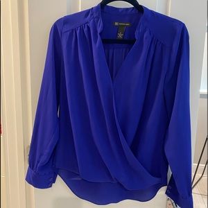 INC blue long sleeved blouse size 6